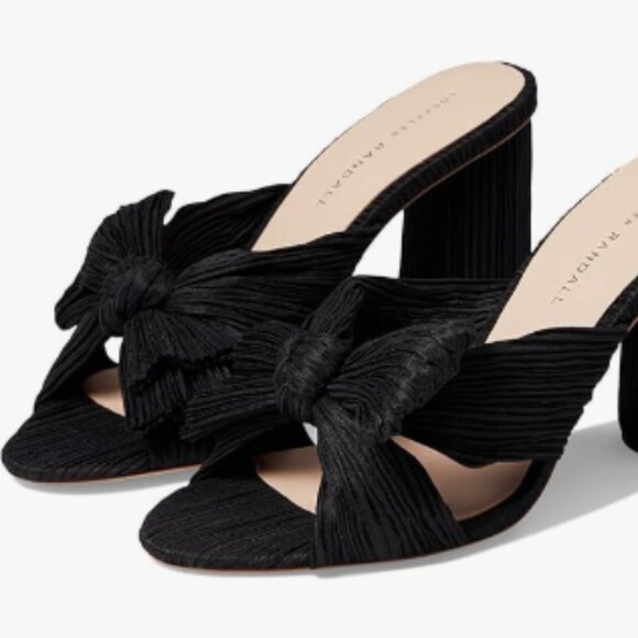 NEW LOEFFLER RANDALL Penny Knotted Metallic Mules Black - Picture 1 of 4